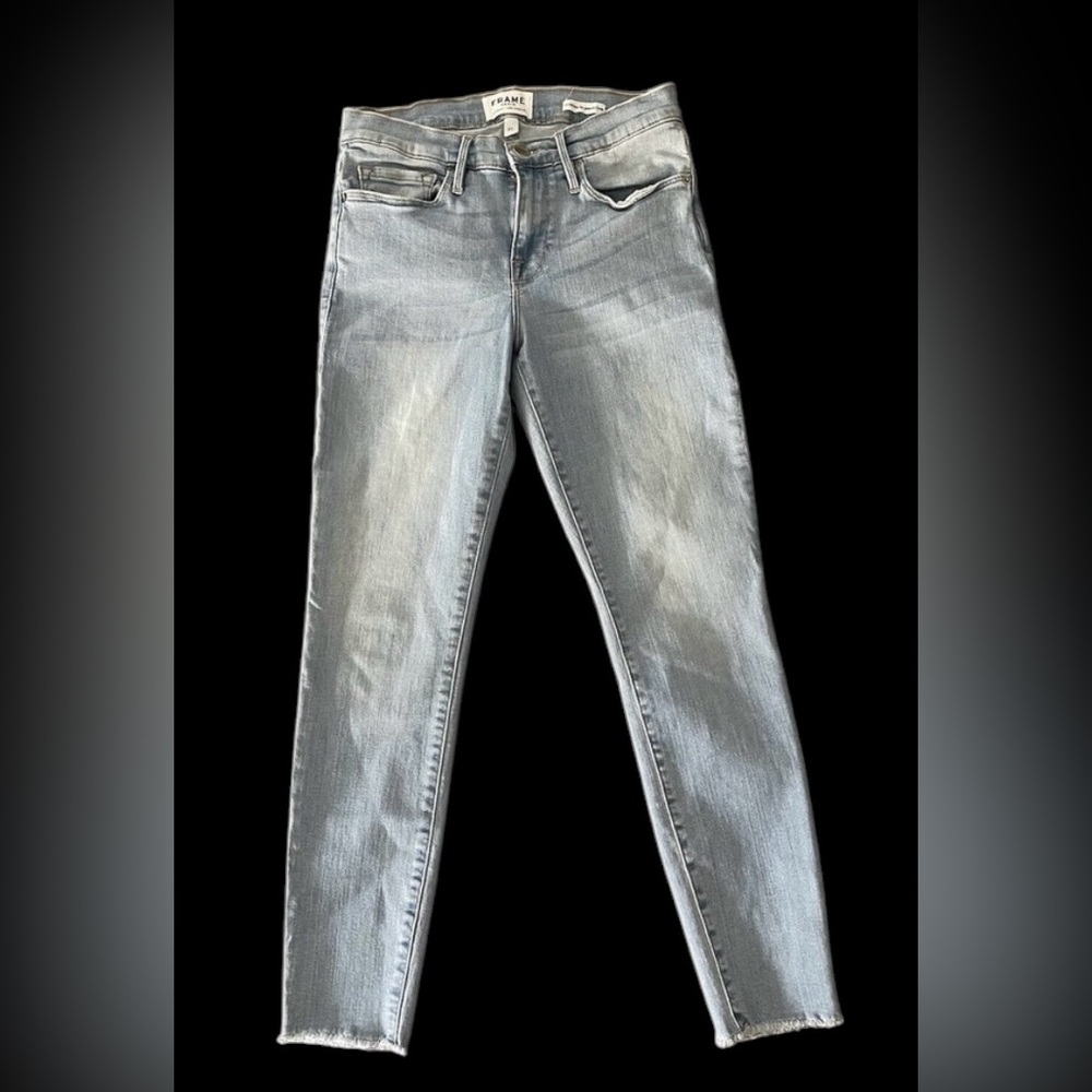 Frame Denim Le Skinny De Jeanne Jeans Size 27 Light‎ Wash Raw Hem